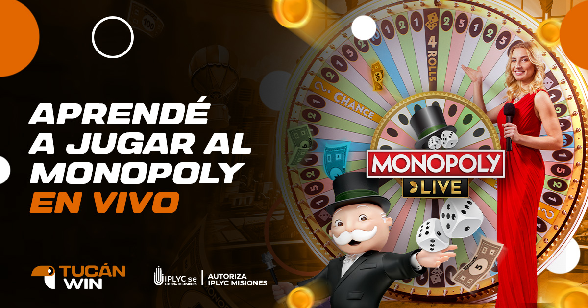 Interfaz de Monopoly Casino mostrando juegos y bonos